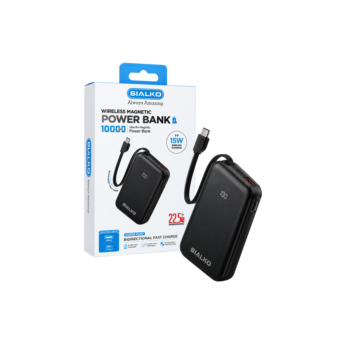 Sialko PB408 | 15W MagSafe 10,000 mAh USB PowerBank