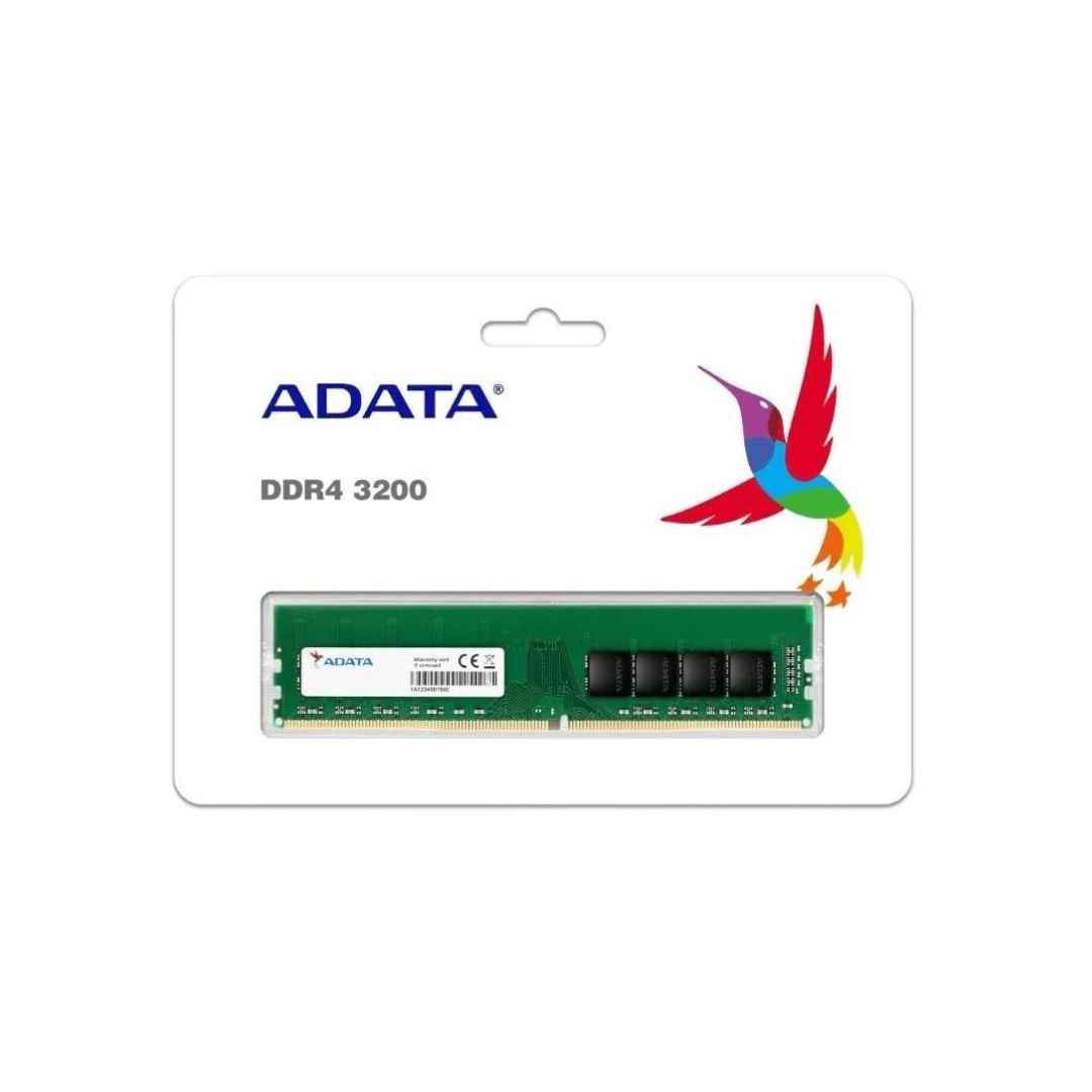 ADATA DDR4 3200 Pc RAM in retail packaging, in the middle of a white background 