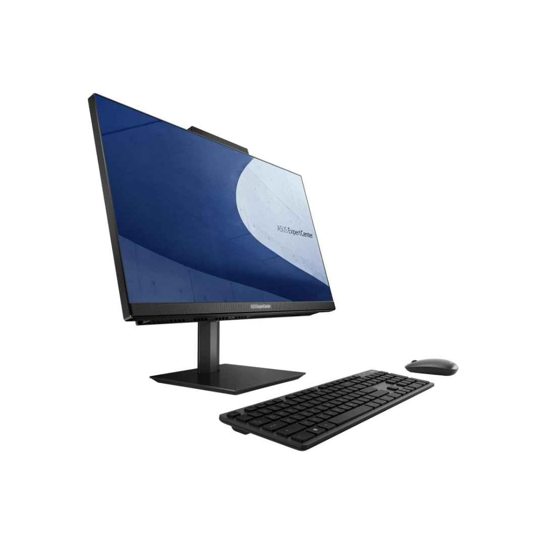 Asus expert Centre All in One PC with a blue wallpaper and Keyboard and mouse 