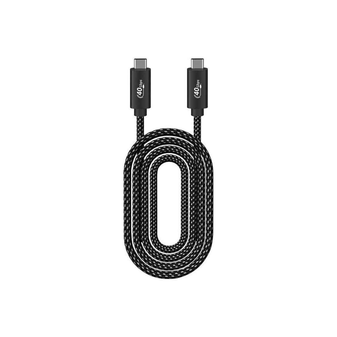 Braided thunderbolt Type C Cable folded with 40 GBPS written on it